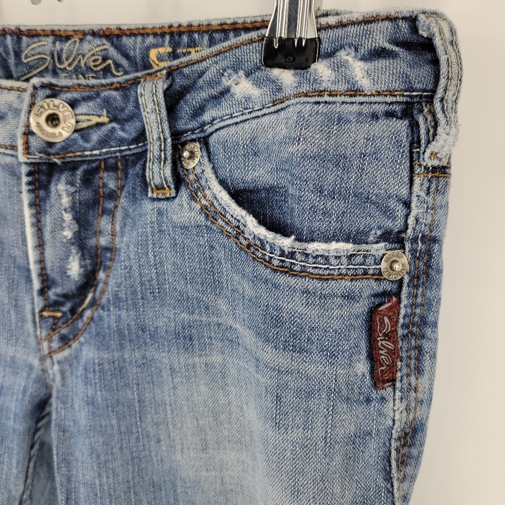 Silver Jeans Womens Element Flare Faded‎ Distressed Jeans Size 27 - Picture 15 of 16